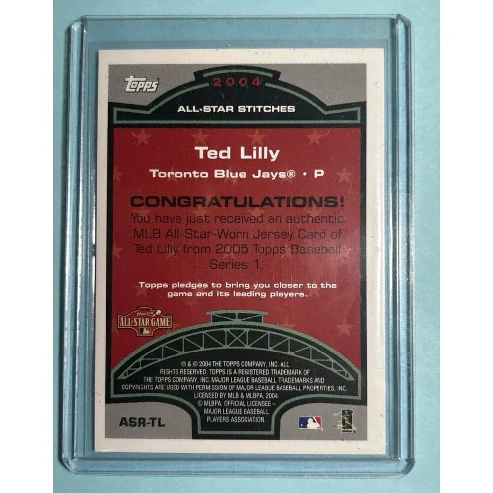 2005 Topps seri.1, Jays, Ted Lilly All-Star Stitches AS Worn Jersey Card #ASR-TL